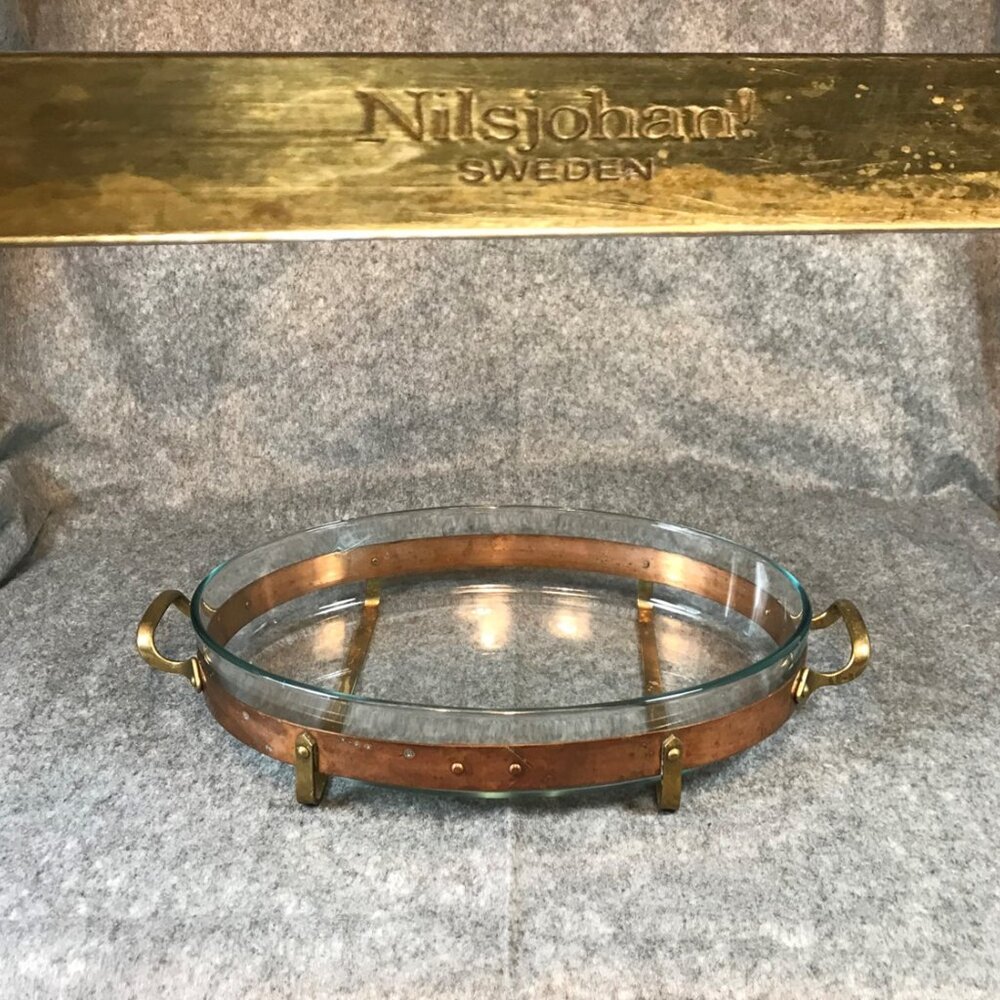 Mid Century NilsJohan Sweden Copper and Brass Scandinavian Design Baking Dish